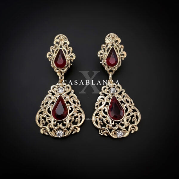 Moroccan Gold Earrings Red - Hyza