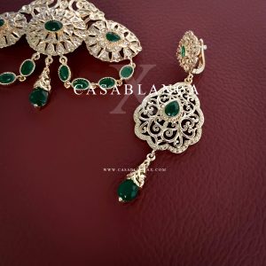 Broche & Oorbellen Goud Groen Set - Mira - Imagen 2
