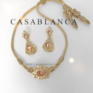 Gouden Perzik Choker En Oorbellen Set - Moussia – Image 2