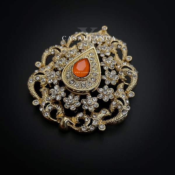 Goldene Brosche Orange - Ghalia
