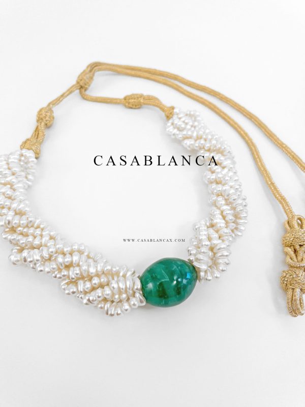 Jawhar Pearl Necklace Green - Faya - Image 4