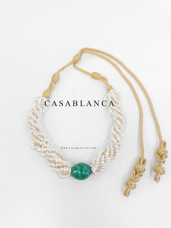 Jawhar Pearl Necklace Green - Faya - Image 3