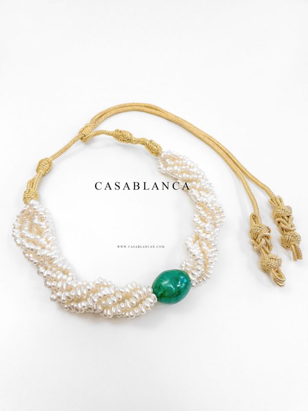 Jawhar Pearl Necklace Green - Faya - Image 2