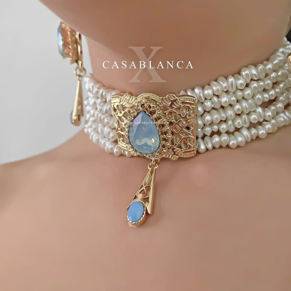 Choker Gold Set Ice Blue - Yazia - Image 2