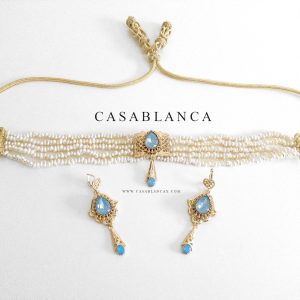Choker Goudenset Ijsblauw - Yazia - Image 3
