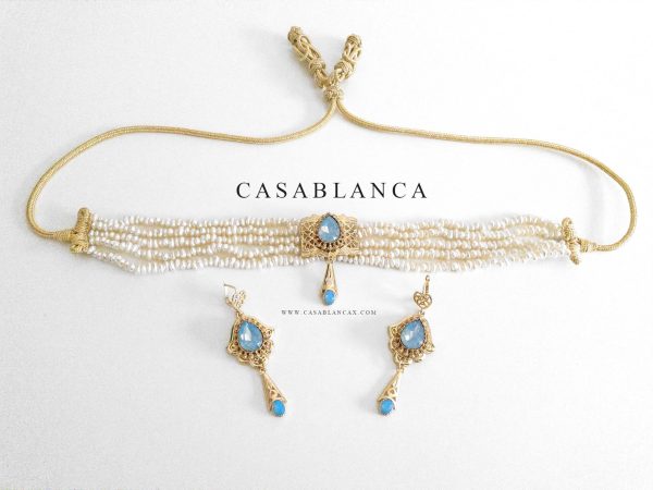 Choker Gold Set Ice Blue - Yazia - Image 3