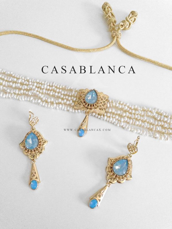 Choker Gold Set Ice Blue - Yazia - Image 4