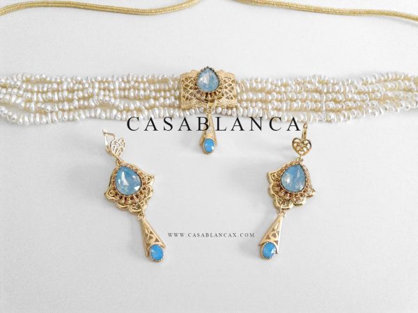 Choker Gold Set Ice Blue - Yazia - Image 5