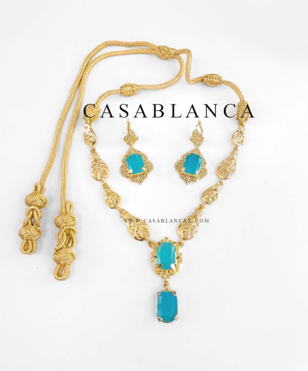 Beldi Taqlidi Necklace Choker Set Chaouen Blue - Sabra - Image 2