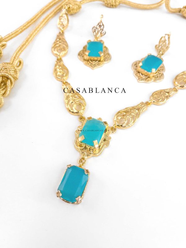 Beldi Taqlidi Necklace Choker Set Chaouen Blue - Sabra - Image 3