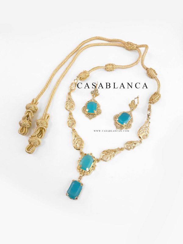 Beldi Taqlidi Necklace Choker Set Chaouen Blue - Sabra - Image 4