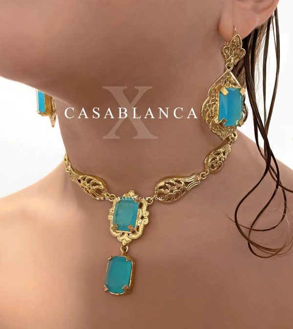 Beldi Taqlidi Necklace Choker Set Chaouen Blue - Sabra