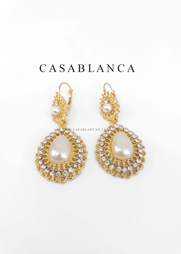Golden Pearl Earrings - Yadila - Image 2