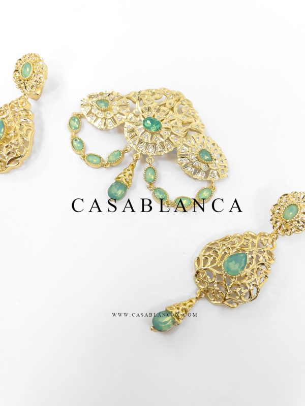 Conjunto de broche y pendientes en oro menta - Sazzla - Imagen 2