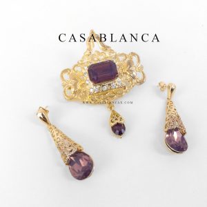 Broche en Oorbellen Gouden Violet Set - Layliky - Image 2