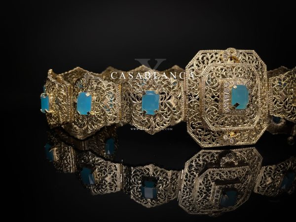 Cinturón Marroquí Dorado Azul Turquesa - Lita - Imagen 2