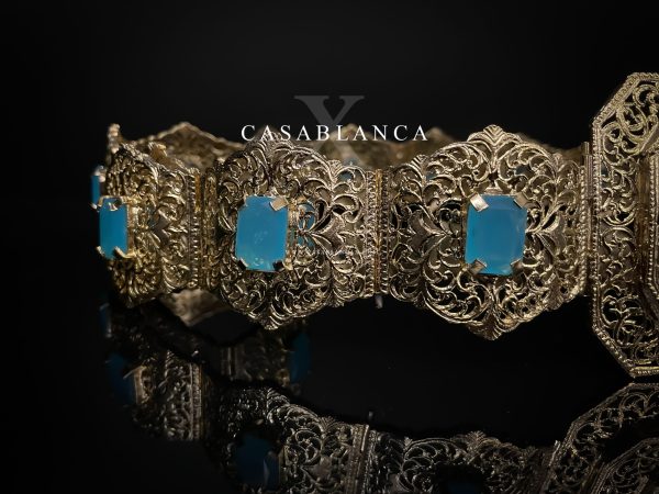 Cinturón Marroquí Dorado Azul Turquesa - Lita - Imagen 3