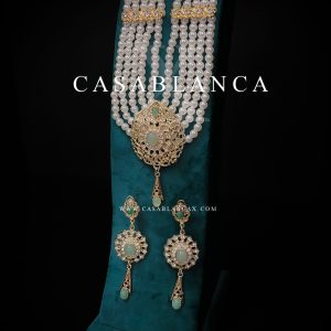 Taqlidi Jawhar Ketting En Oorbellen Set Groen - Ramaya - Imagen 3