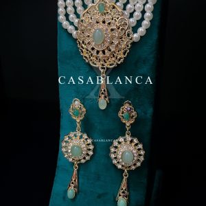 Taqlidi Jawhar Ketting En Oorbellen Set Groen - Ramaya - Imagen 2