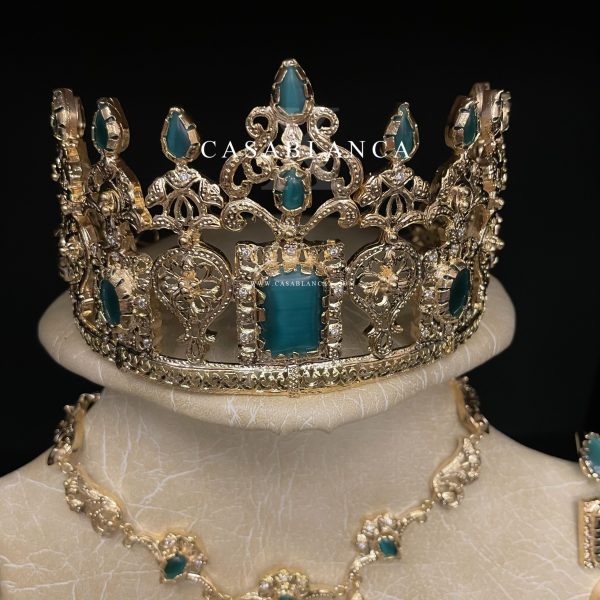 Parure de bijoux de mariée or vert – Amriya – Image 4