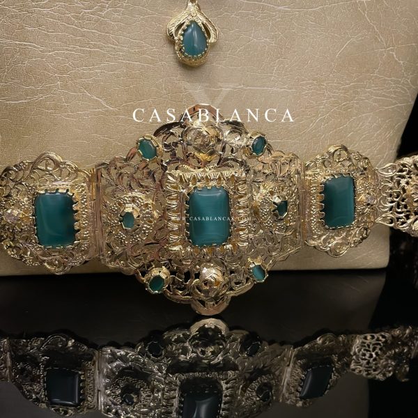 Parure de bijoux de mariée or vert – Amriya – Image 2