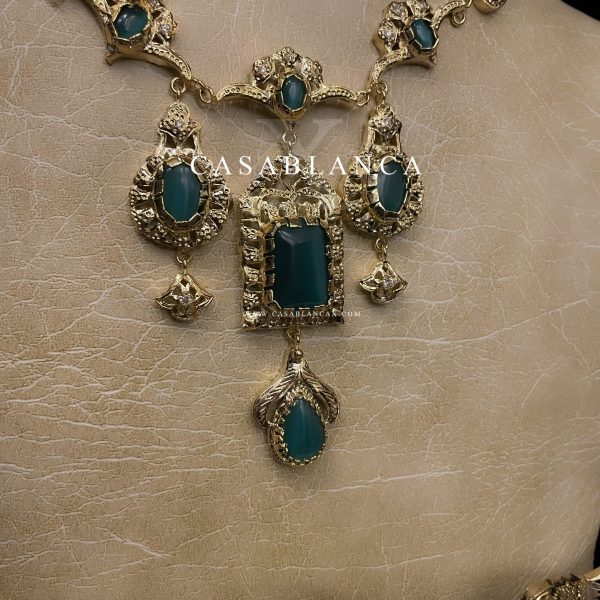Parure de bijoux de mariée or vert - Amriya - Image 3