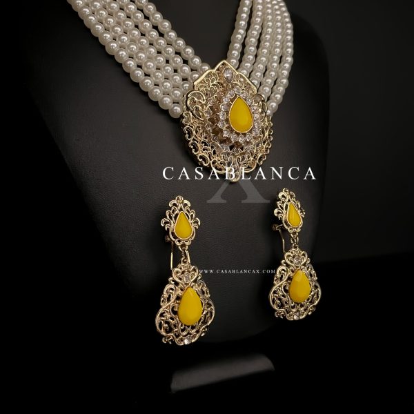 Collier de perles dorées jaune moutarde - Araia