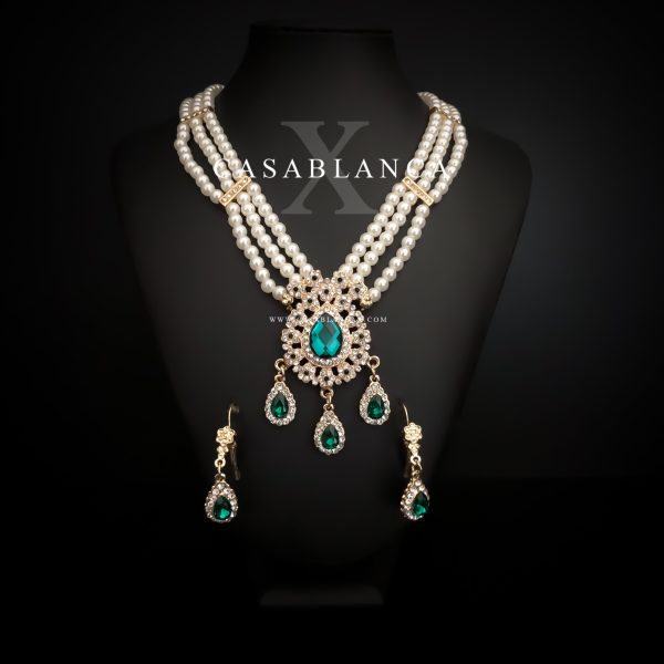Set di perle con orecchini oro verde - Jalam