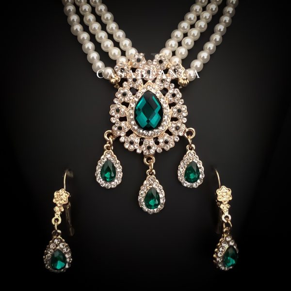 Set di perle con orecchini oro verde - Jalam - Immagine 2