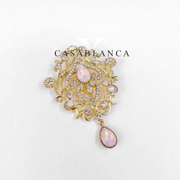 Broche en or avec pierres roses - Fense