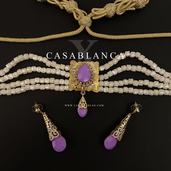 Golden Choker Set Light Purple Violet - Dimay - Image 2
