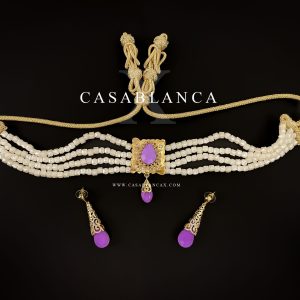 Goldenes Choker Set Hell Lila Violett - Dimay – Bild 4