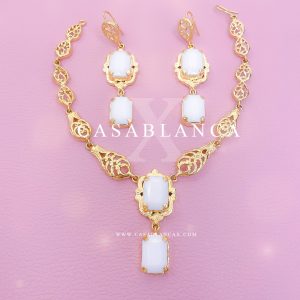 Marokkanische Goldkette mit weißen Steinen - Mina