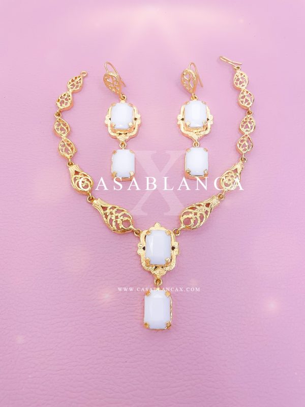 Marokkanische Goldkette mit weißen Steinen - Mina