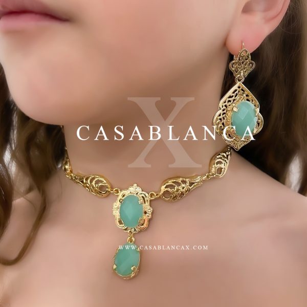 Taqlidi Halsketten-Set Mintgrün Gold - Zirya