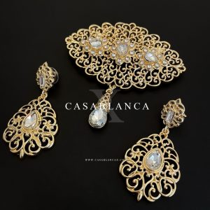Gouden Broche En Oorbellen Set - Selma - Afbeelding 2