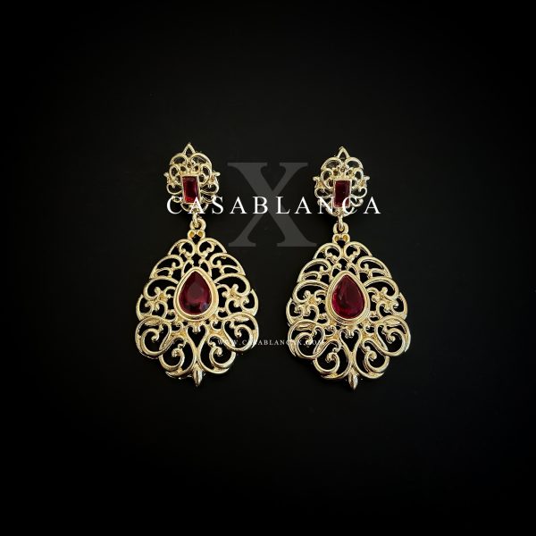Goldene Taqlidi-Ohrringe Rot - Dya