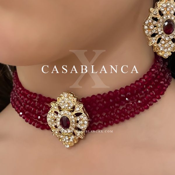Gouden Rood Choker Ketting - Fiza - Afbeelding 2