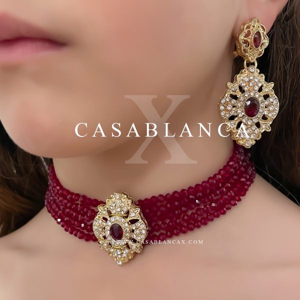 Gouden Rood Choker Ketting - Fiza