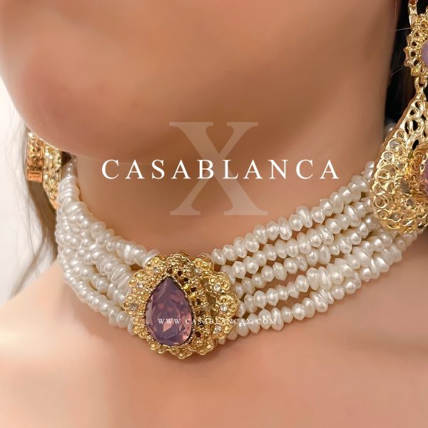 Choker Halskette Set Gold Violett - Hadyza - Bild 2