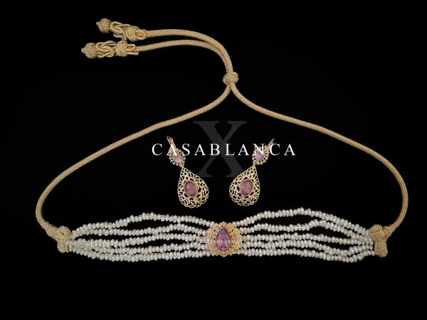 Choker-Halsketten-Set Gold Violett - Hadyza - Bild 4