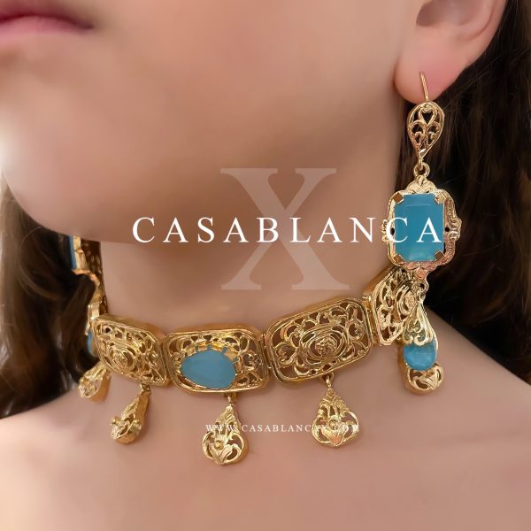 Goldenes Choker-Set Hellblau - Zulia