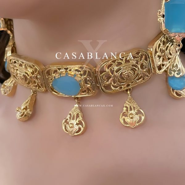 Goldenes Choker-Set Hellblau - Zulia - Bild 2