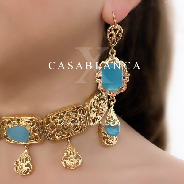 Goldenes Choker-Set Hellblau - Zulia - Bild 3
