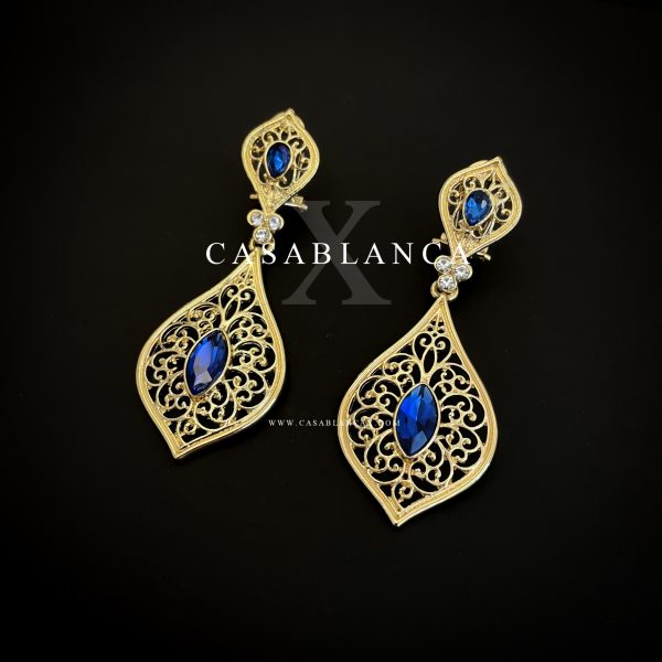 Orecchini dorati blu - Ghzila - Immagine 2