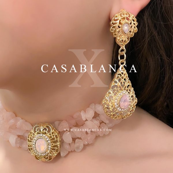 Roze Gouden Choker Set - Halia - Afbeelding 2
