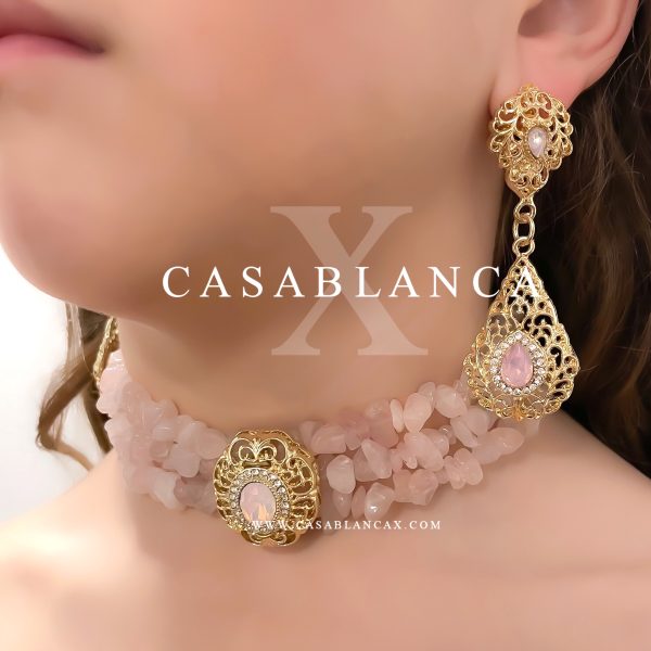 Roze Gouden Choker Set - Halia