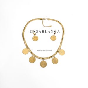 Gouden Munten Ketting Set Oorbellen - Jazya - Image 2