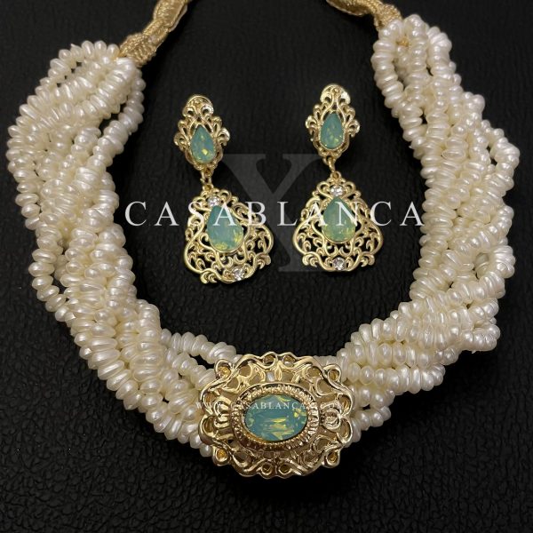 Jawhar Parelketting Mintgroen Set - Nazy