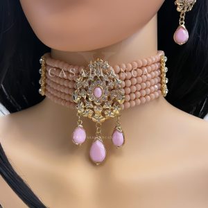 Gouden Choker Set Taupe Roze - Aaliyah - Image 2